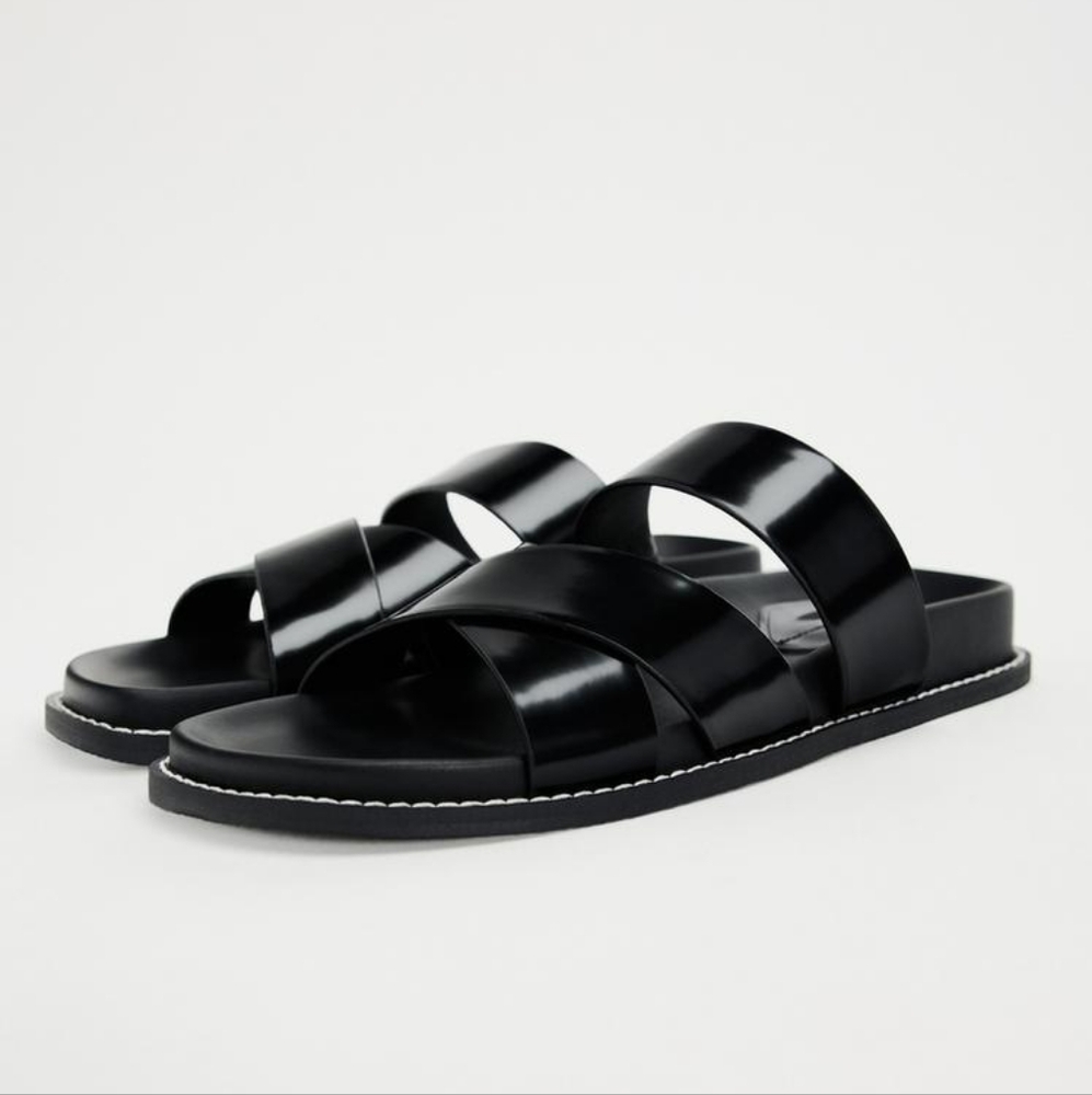 Zara Flat Strappy Sandals NWT